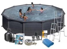 Swim & Fun Pool Basic 132 550 cm, Sort grafit