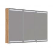 Dansani Level spejlskab 120 m/lys, lysstyring, 3 låger og træbakker - Varm eg