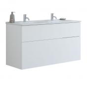 Dansani Luna 121 m�bels�t m/dobbelt Kantate vask, h�j skuffe og indretning - Hvid mat