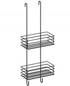 Beslagsboden hngende brusehylde - Dobbelt - Mat sort