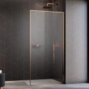Str�mberg Walk-in 305 fast brusev�g 100 cm - H�jre - Klar glas/b�rstet kobber
