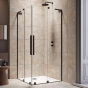 Strømberg Faro 42 bruseniche m/skydedøre 106x106 - Klar glas/mat sort