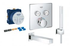 Grohe SmartControl komplet indbygningspakke til badekar - Krom/firkantet