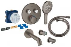 Grohe Essence komplet indbygningspakke m/SmartActive til badekar - Brstet hard graphite