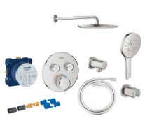 Grohe SmartControl komplet brusesystem m/Rainshower 310 hovedbruser og SmartActive til indbygning - Supersteel