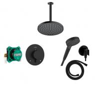 hansgrohe EcoStat Comfort S 200 komplet bruses�t t/indbygning til loft - Mat sort