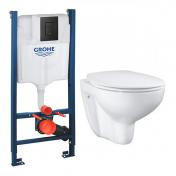 Grohe Bau Rimless toiletpakke inkl. sde m/softclose, cisterne og sort betjening