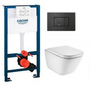 Laufen Roca Gap RIMless toiletpakke inkl. sde m/soft-close, mellem cisterne og mat sort betjening