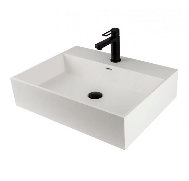 Lavabo Solid Surface 60 håndvask t/væg eller bord - 1 hanehul - Mat hvid