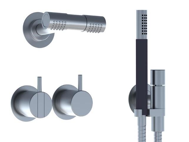 Vola 2471-081D-16 Komplet brusesystem med hoved og håndbruser - Krom