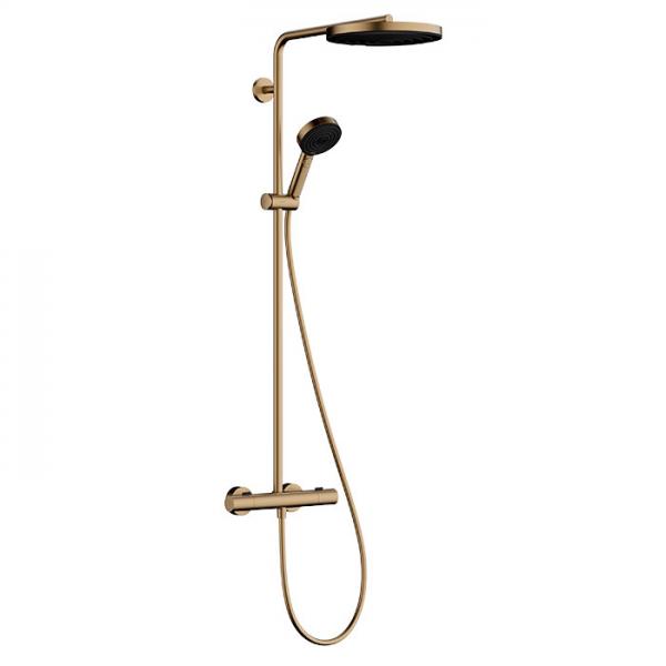 hansgrohe Pulsify S Puro 260 Showerpipe 1jet m/EcoSmart, EcoStat Fine og 3jet håndbruser - Børstet bronze