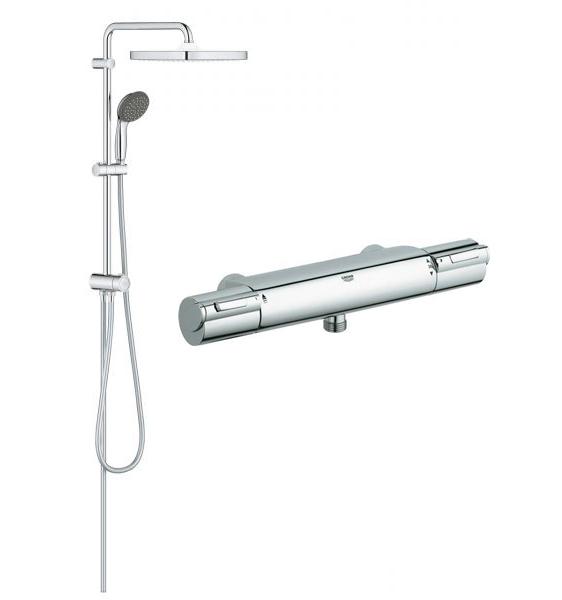 Grohe komplet brusesystem m/hovedbruser - Krom