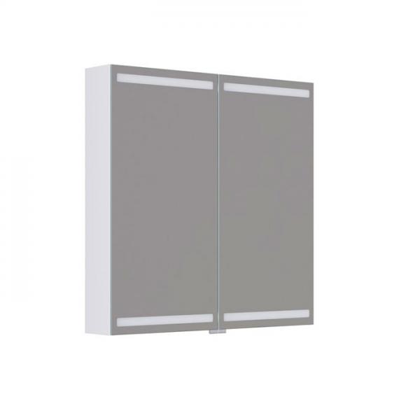 Dansani Level spejlskab 80 m/lys, lysstyring og træbakker - Hvid mat Dansani Level spejlskab 80 m/lys, lysstyring og træbakker - Hvid mat