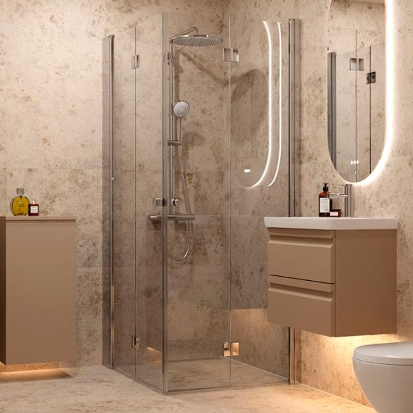 Dansani Match B+B bruseniche m/foldedøre - 70x70 cm - Klar glas/krom Dansani Match B+B bruseniche m/foldedøre - 70x70 cm - Klar glas/krom