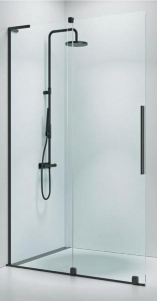 Strømberg Faro 12 walk-in brusevæg m/skydedør 800mm - Klart glas/gunmetal