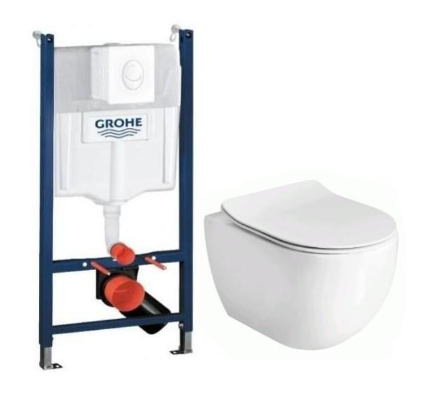 Lavabo Glomp Mat hvid Mini rimless toiletpakke inkl. sæde m/soft-close, cisterne og hvid betjening