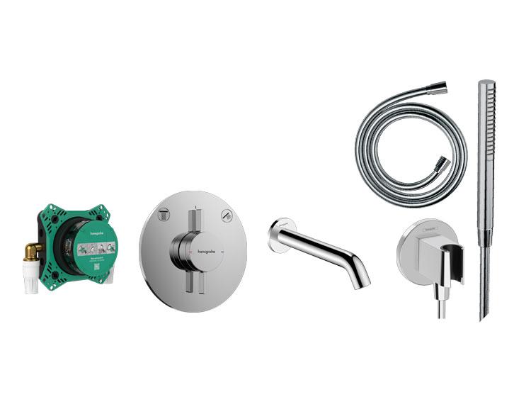 hansgrohe DuoTurn Tecturis komplet badekararmatur t/indbygning - Krom