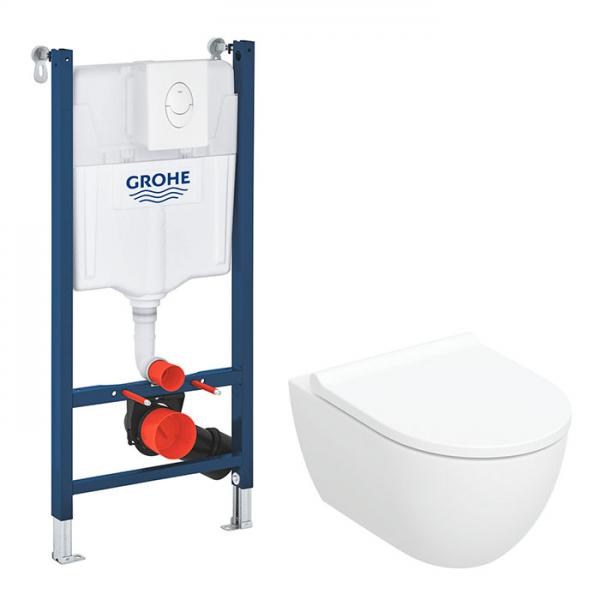 Geberit Acanto Rimless væghængt inkl. sæde m/SoftClose, cisterne og betjening i hvid