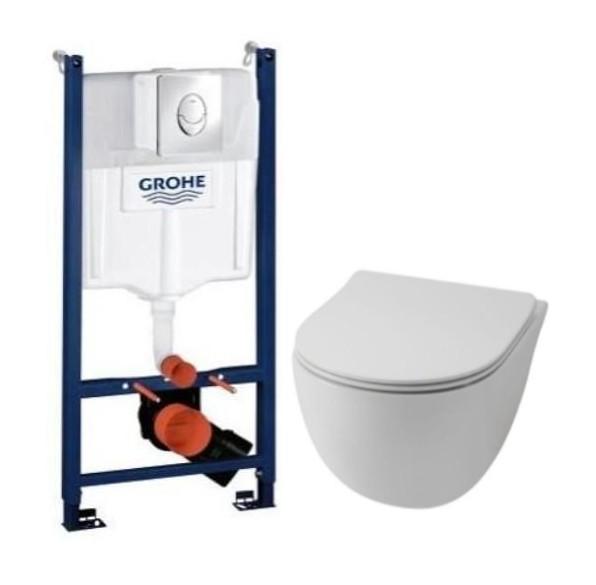 Lavabo File 2.0 RIMLESS Mat hvid toiletpakke inkl. sæde m/soft-close, cisterne og krom betjening