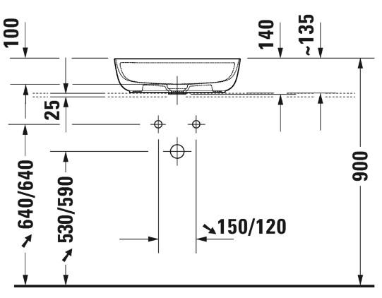 Duravit Luv 50 fritstående bowlevask - 1 hanehul - Mat hvid