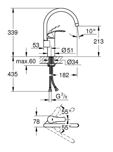 Lavabo Nexus 60 køkkenvask m/Grohe Eurosmart New køkkenarmatur