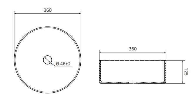 Hafa Circle Ø36 fritstående bowlevask - Uden overløb - Mat sort