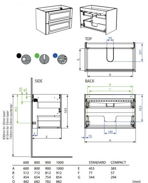 Hafa Grace Compact 60 underskab - Hvid mat rammefront