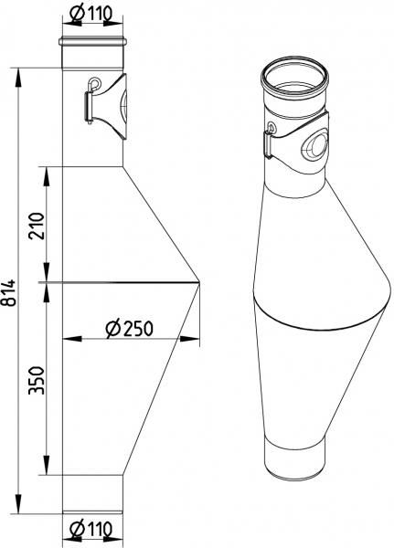 Blûcher rottestop 110mm med renseadgang AISI304