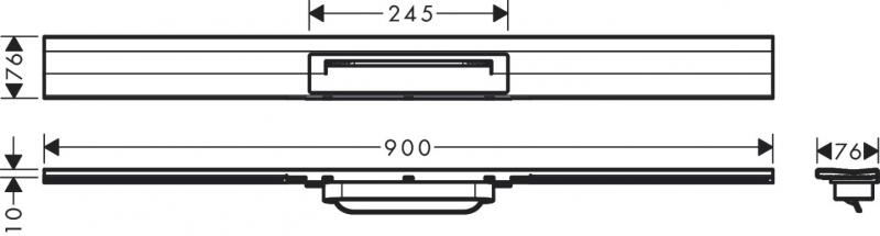 Hansgrohe RainDrain Flex afløb (kan afkortes) t/bagvæg - 90 - Mat sort