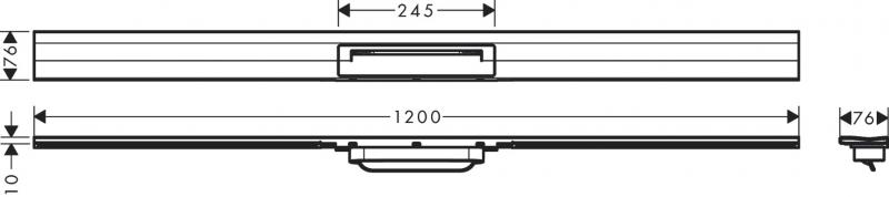 Hansgrohe RainDrain Flex afløb (kan afkortes) t/bagvæg - 120 - Mat sort