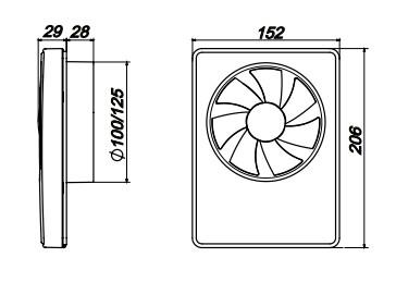 Duka Smart fan med fugt (hygrostat) og tidstyrring Ø100/125 mm - Hvid