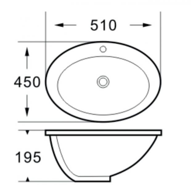 Lavabo Gino porcelænsvask t/nedfældning - Hvid