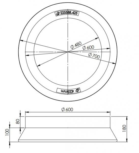 Lauridsen 425 mm kegle u/ fals