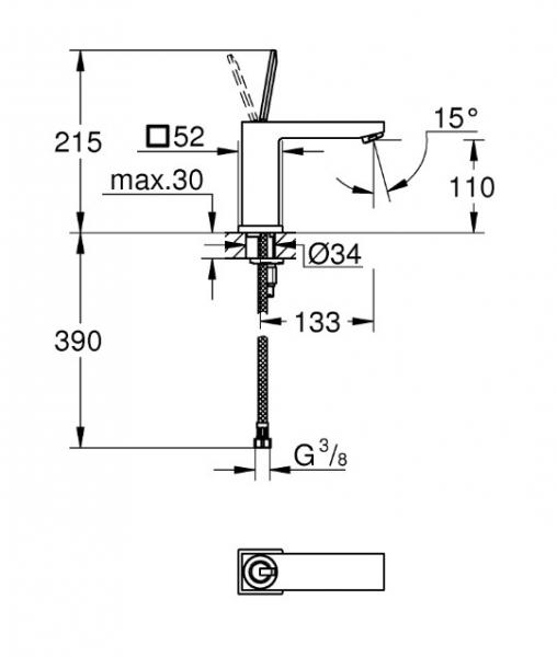 Grohe Eurocube Joy håndvaskarmatur - Krom