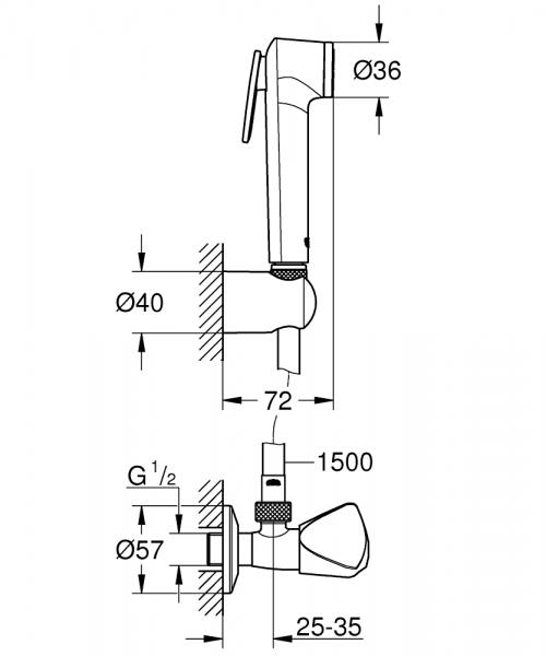 Grohe NTempesta-F Trigger Spray sæt med ventil