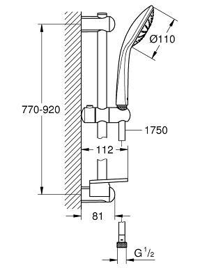 Grohe Euphoria 110 brusesæt - 1 spray/90 cm