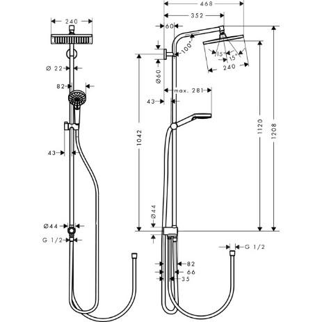 Outlet - Hansgrohe Crometta E 240 1jet Showerpipe Reno Ecosmart 9 l/min