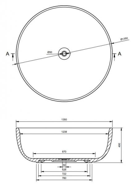 Ideavit Solidround fritstående badekar Ø135 cm - Mat hvid