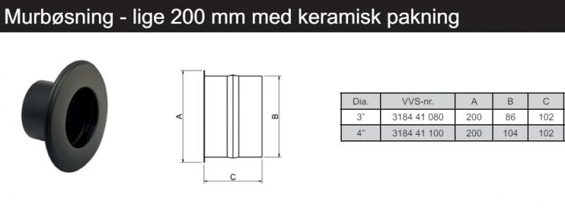 Metalbestos 100 mm murbøsning med roset