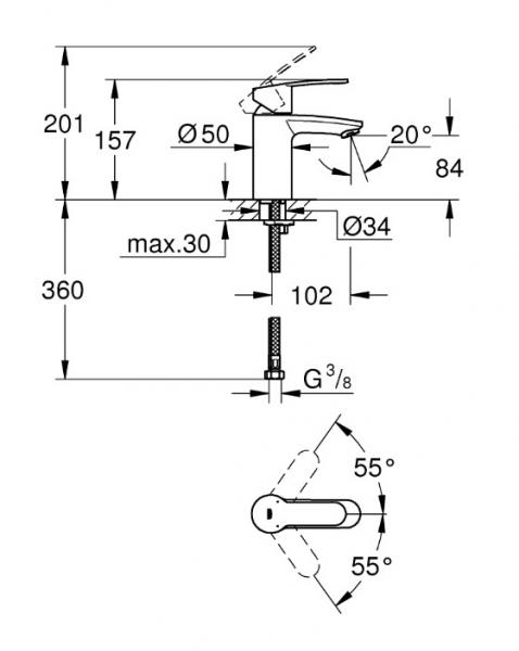 Grohe Eurostyle Cosmopolitan håndvaskarmatur m/EcoJoy - Krom