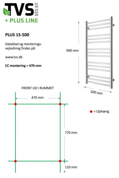 TVS Plus 15 håndklædetørrer - 50x99 cm - Poleret messing/Guld