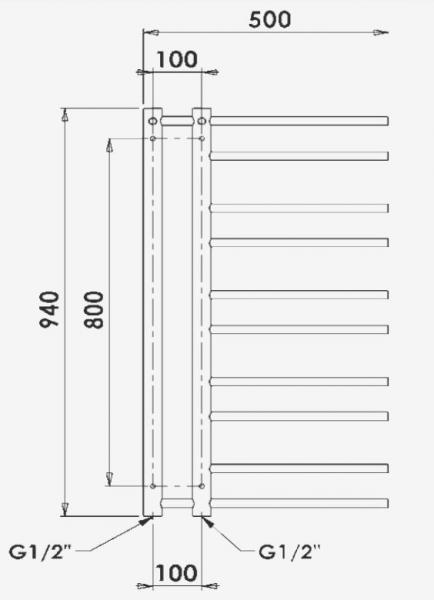 Strømberg Mileto el-håndklædetørrer - 50x94 cm - Antracit