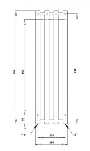 Strømberg Regus el-håndklædetørrer - 26,6x95 cm - Hvid