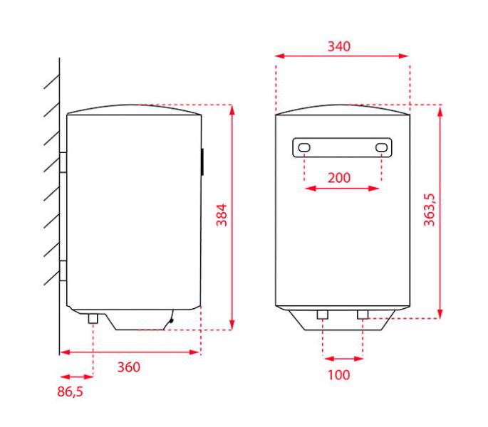 Intra el-vandvarmer 15 liter EWH15 m/Smart control