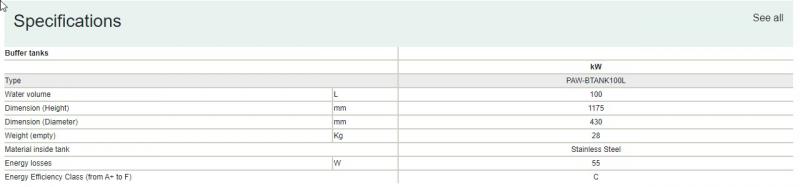 Panasonic PAW-BTANK100L Buffertank 100 Ltr. rustfri til luft/vand VP