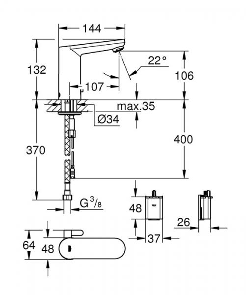 Grohe Get E berøringsfri vandhane m/batteri - Mat sort