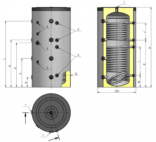 Eldom isoleret akkumuleringstank med 2 spiraler - 300 liter