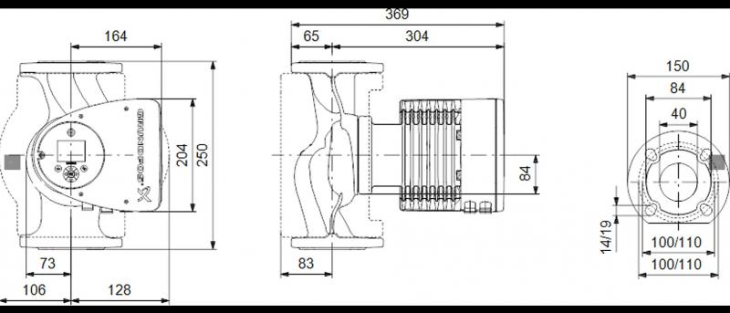 Grundfos MAGNA3 40-150 F cirkulationspumpe 250 mm