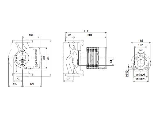 Grundfos MAGNA3 50-120 F cirkulationspumpe 280 mm