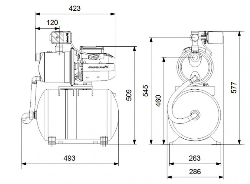 Grundfos JP 5-48 PT-H booster jetpumpe m/trykbeholder